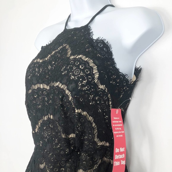 NEW Trixxi Black and Nude Lace Halter Dress Size Small - Picture 3 of 6